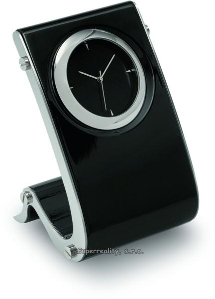 Darčeky pre mužov - Designové stolové hodiny s vysokým leskom, čierna